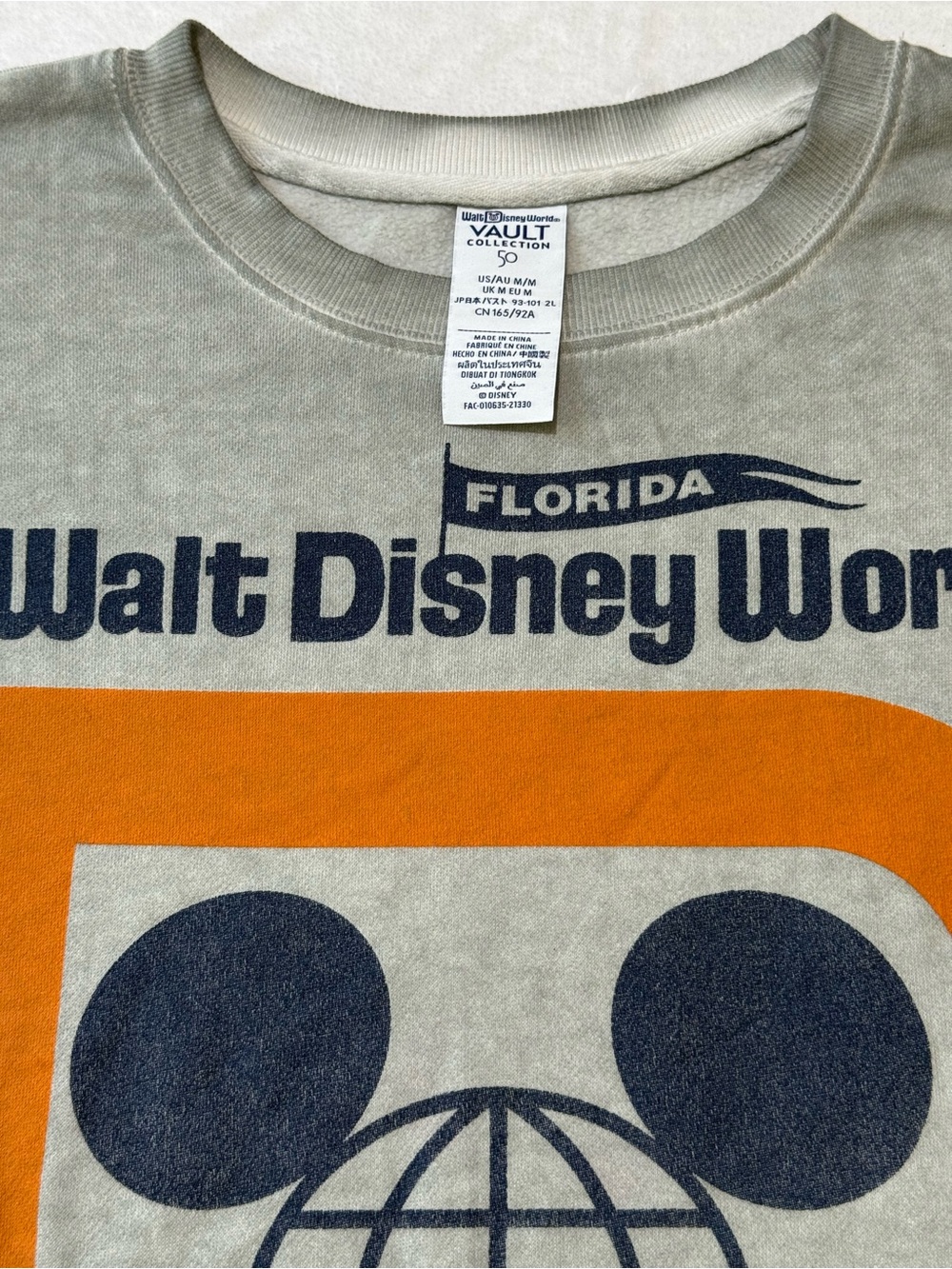 NWT Disney Sweatshirt Medium Grey Orange & Navy Walt Disney World Vintage Look - Picture 10 of 10